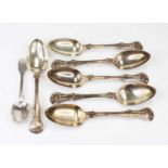 A set of six Victorian silver tablespoons, in the Victoria pattern; together with a Victorian