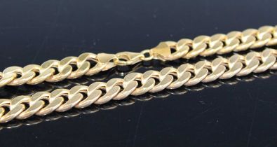 A modern 9ct gold flat curblink necklace, 22.8g, 50cm Hallmarked.Clasp is good.