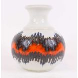 A West German pottery vase, orange, grey and white glazed, height 25cm No chips, damage or