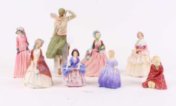 A collection of eight Royal Doulton figures of ladies, to include Irene and This Little Pig, the