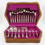 A canteen of silver plated cutlery in the Queens pattern, width of canteen 44cm