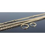A 9ct gold flat curb link necklace, 51cm, together with one other broken example, and two small