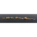 Assorted modern 9ct gold and gilt metal ear studs and earrings to include paste set and semi
