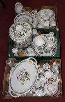 Three boxes of Portmeirion Botanic Garden pattern tea, dinner and kitchen ware In overall good