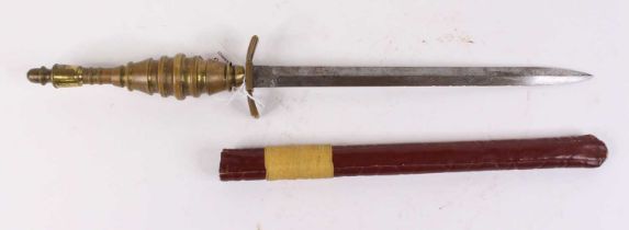 An Hermes of Solingen dagger, in leather sheath, 45cm