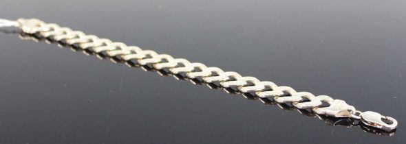 A modern silver flat curb link bracelet, 51g, 23.5cm
