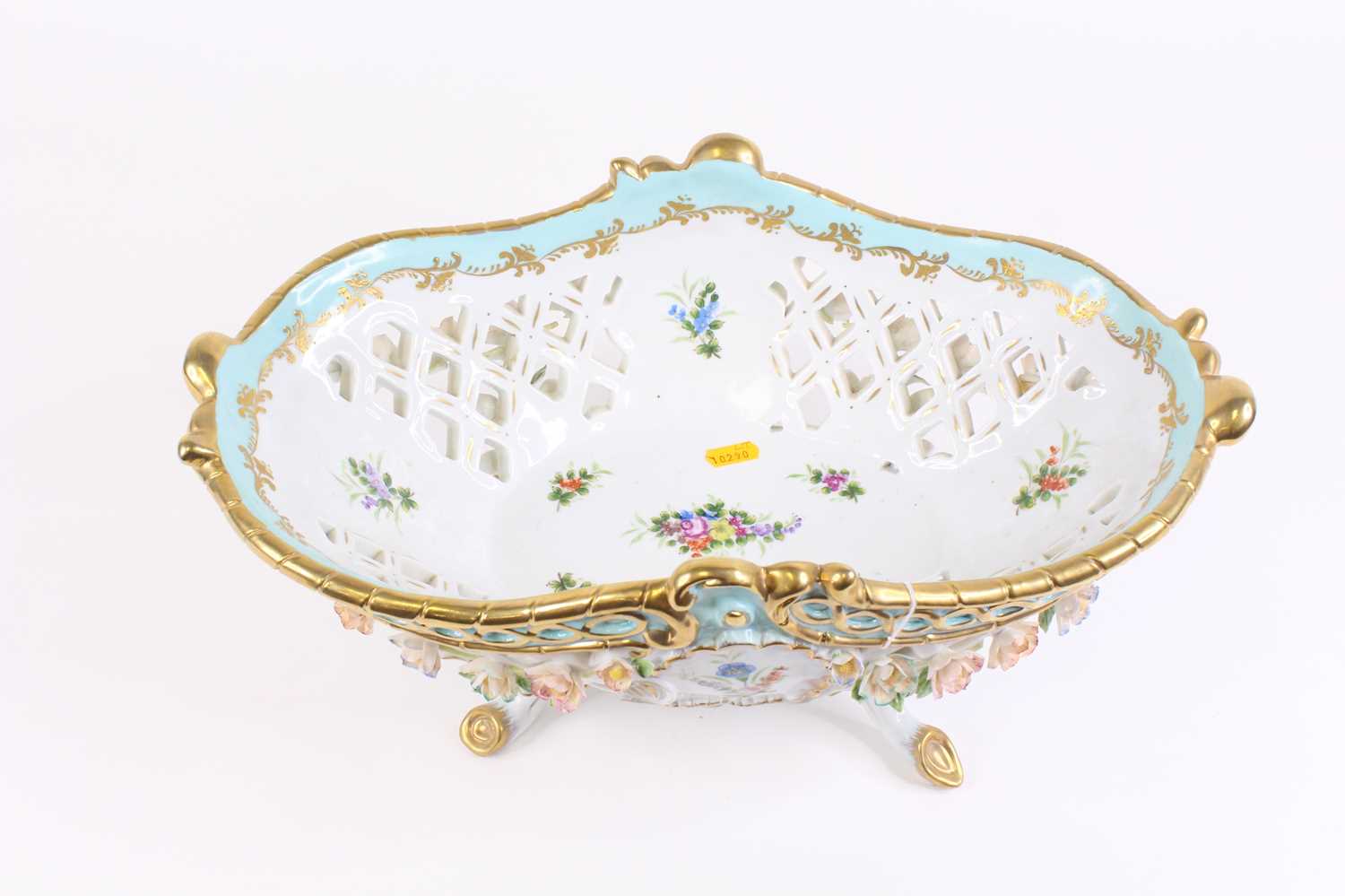 A 20th century Dresden porcelain table basket, having floral encrusted decoration, width 44cm Some - Image 2 of 4