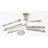 A small collection of miscellaneous items, to include an Edwardian silver miniature twin handled