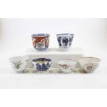 A collection of six 19th century and later porcelain tea bowls, to include Chinese and English