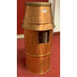 A vintage copper and brass rain gauge, h.62cm