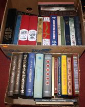 Two boxes of Folio Society books to include John Wilford - The Map Makers, Mark Twain - Life on