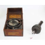 A Heath & Co of London cased naval compass, w.19cm; together with a military compass (2)