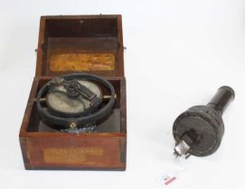 A Heath & Co of London cased naval compass, w.19cm; together with a military compass (2)