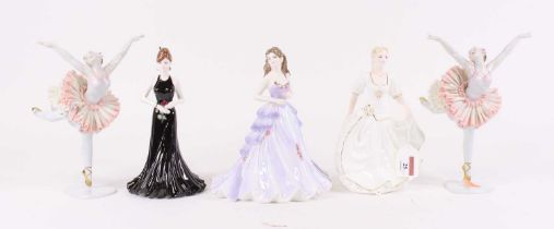 A collection of three Coalport porcelain figures of ladies, to include Happy Anniversary, Stunning