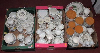 Three boxes of Portmeirion Botanic Garden pattern tea, dinner and kitchen wares In overall good