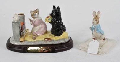A Beswick Beatrix Potter figure 'Peter on his book', h.12cm; together with another Beswick figure