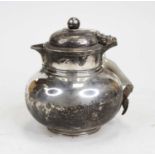 A Victorian silver hot water jug, of squat circular form, with presentation inscription verso (