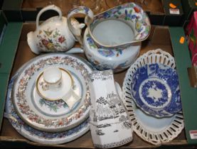 A collection of 19th century and later ceramics to include a Masons ironstone wash jug and Masons