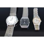 A Raymond Weil gent's steel cased quartz wristwatch; together with two Seiko quartz wristwatches (