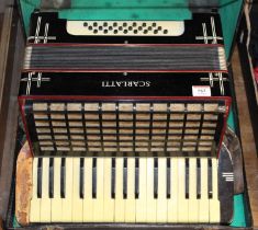 A vintage Scarlatti piano accordion, cased