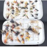 A collection of salmon fishing flies, and trout flies