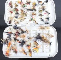 A collection of salmon fishing flies, and trout flies