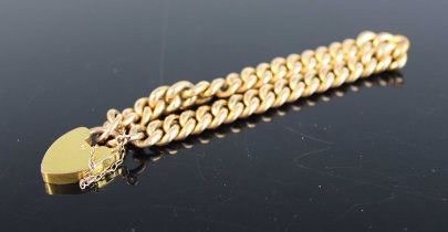 A 9ct gold hollow curblink bracelet, on heart shaped pedlock clasp; together with a modern 9ct