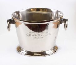 A plated metal twin handled wine cooler, of oval form