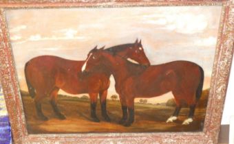 After John Hobart - Study of horses in a landscape, oil on canvas, 46 x 60cm