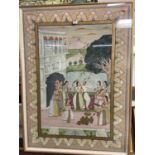 Indian school, the wedding ceremony, gouache on linen 108x79cm, housed in glazed box frame
