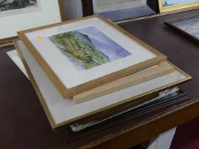 Assorted amateur pictures and prints, to include watercolours by Irene Ogden and Ted Geeson