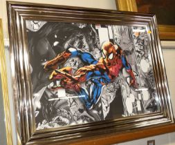 A reproduction Spiderman heightened print, 50 x 70cm