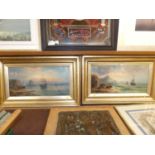 H. B. Davis - Pair; Coastal scenes at sunrise and sunset, oil on canvas, each signed and dated