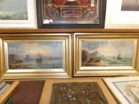 H. B. Davis - Pair; Coastal scenes at sunrise and sunset, oil on canvas, each signed and dated