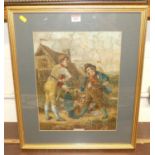 A circa 1900 framed printed on wood jigsaw entitled 'Three of Irish, Hot', 39 x 31cm, all mounted in