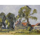 R.C. Naylor - Farm near New Buckenham with elms, oil on canvas board, signed and dated '74 lower
