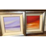 Jonathan Shaw - Pair; Seascapes, oil on artist board, each signed lower right, 28 x 28cm