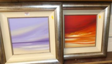 Jonathan Shaw - Pair; Seascapes, oil on artist board, each signed lower right, 28 x 28cm