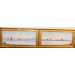 F. Hames - Pair; Sailing boats, watercolour, each signed, one dated '08, 20 x 50cm