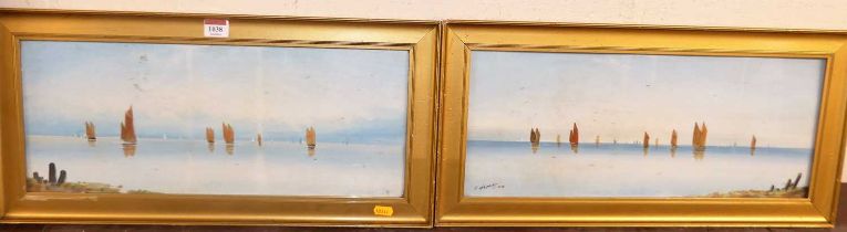 F. Hames - Pair; Sailing boats, watercolour, each signed, one dated '08, 20 x 50cm