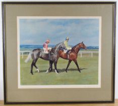 Leesa Sandys-Lumsdaine (1936-1985), Racehorses and jockeys, limited edition print no. 371/500,