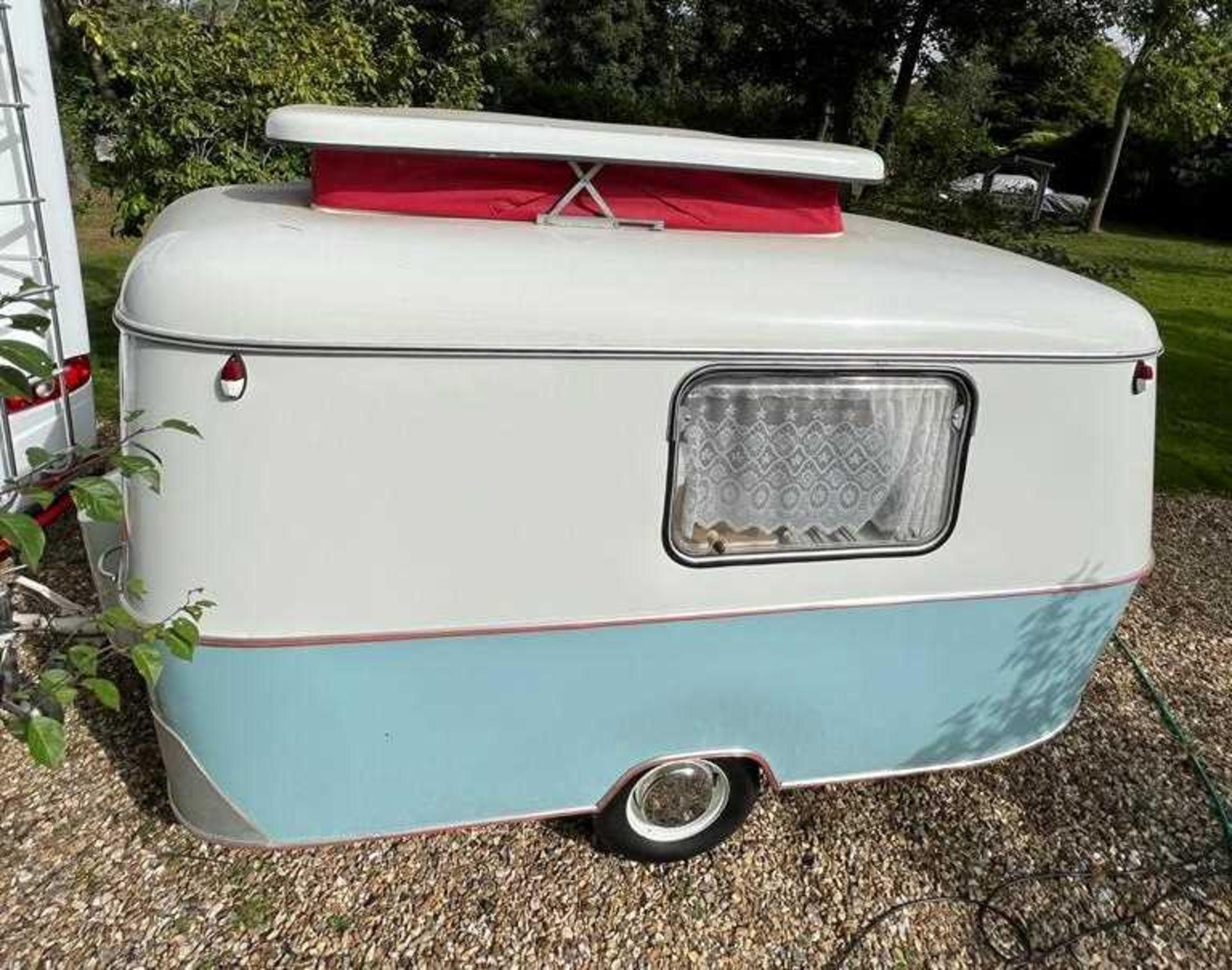 A 1972 VW Type 2 Westfalia Crossover camper van together with a 1971 Eriba Familia Caravan, both - Bild 19 aus 64