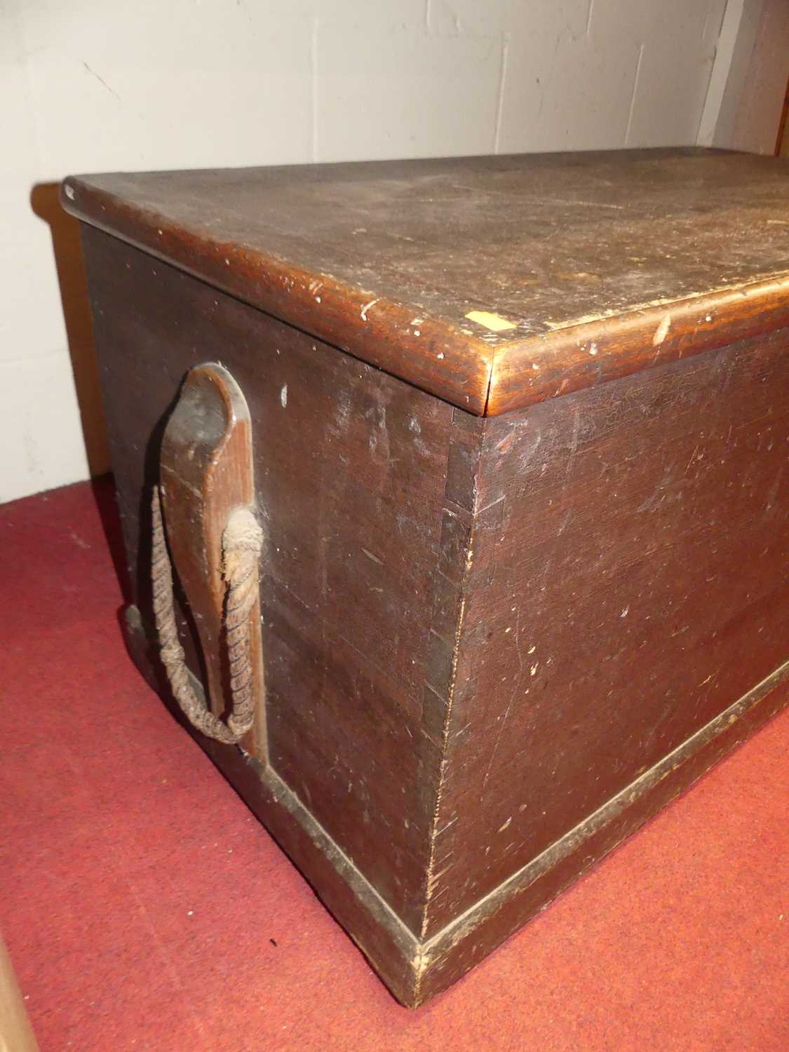 A Victorian stained pine blanket box, w.93cm - Image 3 of 4