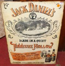 A printed tin advertising sign for Jack Daniels, 70 x 50cm