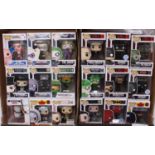 A collection of 18 Funko Pop Vinyl action figures to include Batman, Suicide Squad, Halo, and