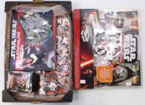 A collection of Star Wars modern release action figures, trading figures, cards and pin badges, to