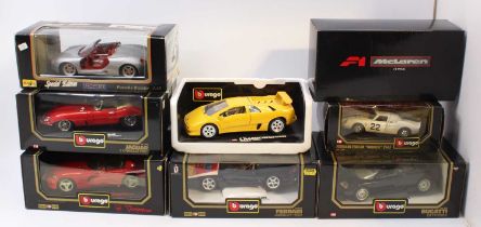 A quantity of various boxed and part boxed Burago 1/18 scale diecast to include a Ferrari 456GT, a