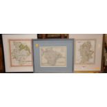 Assorted engraved and hand-coloured county maps, to include Staffordshire, Devonshire and