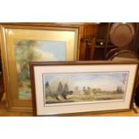 Early 20th century English school - Landscape study, watercolour, 52 x 40cm; and Alan Ingham -