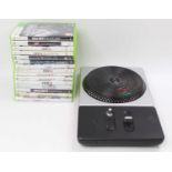 A collection of X-box 360 video games and accessories to include Sole Calibre 3, Call of Duty